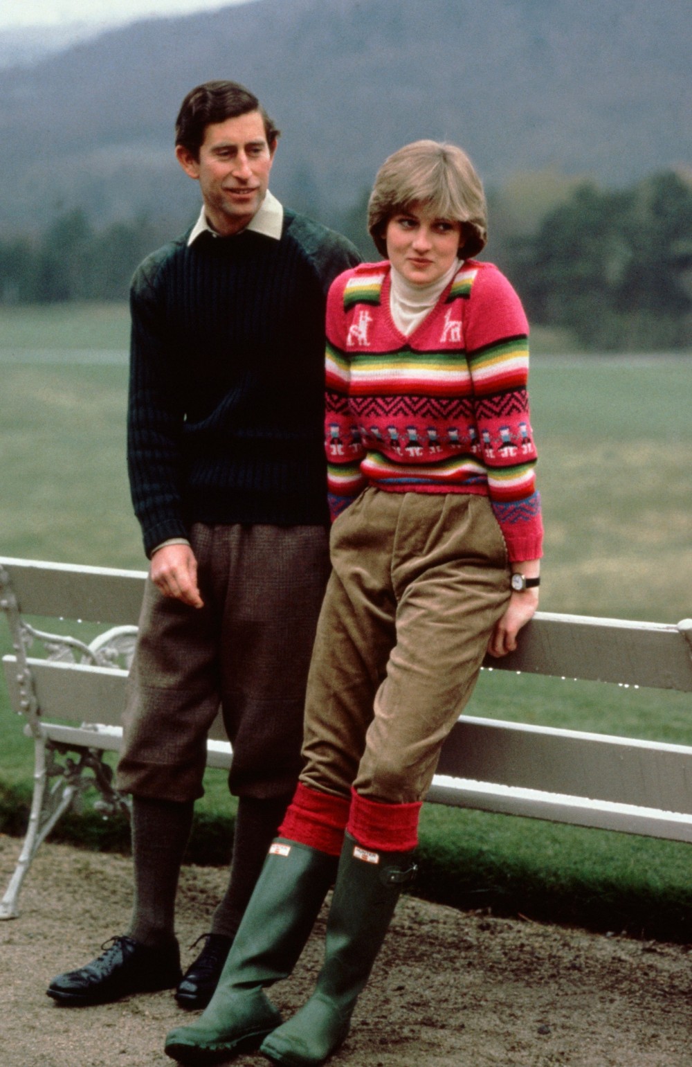 pPrince Charles and a thenLady Diana Spencer at Balmoral Castle in Scotland.p 