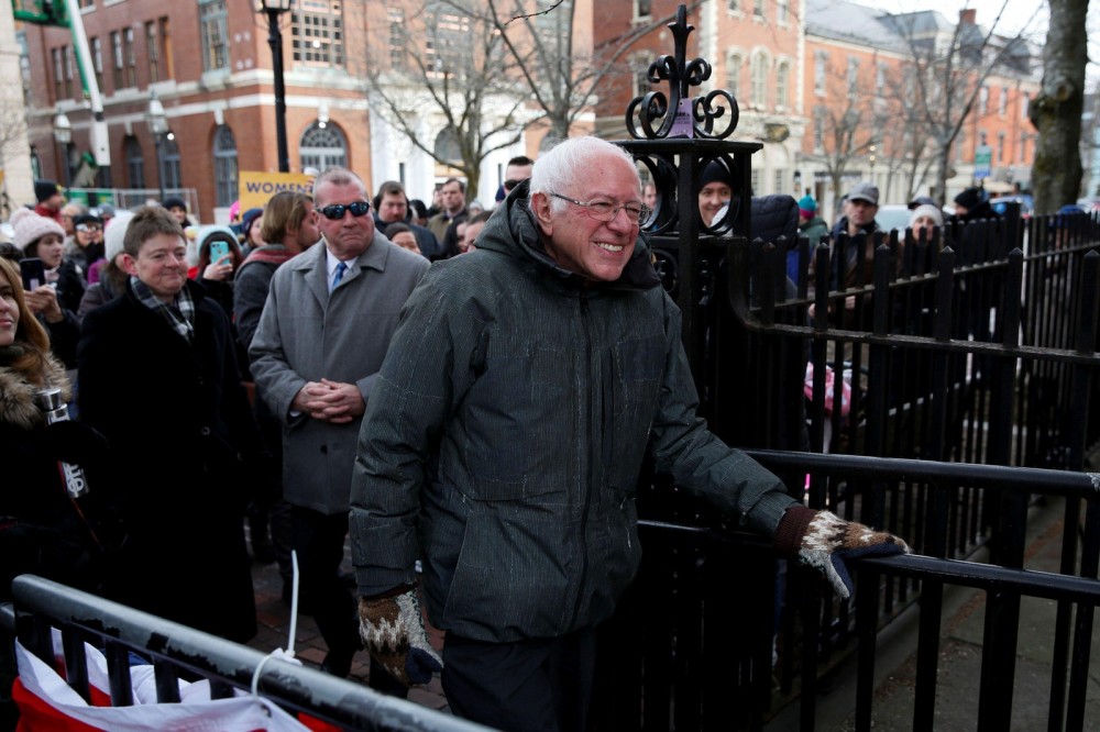 Sanders arrives to speak at a Women's March event in Portsmouth New Hampshire. January 18 2020.nbsp