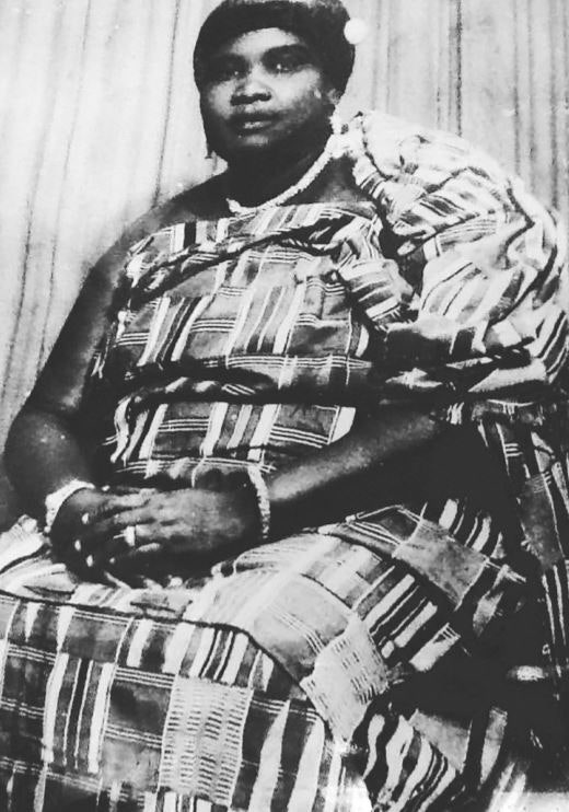 Virgil Ablohs grandmother Hellen Adei Ashie wearing traditional Ghanaian Kente.