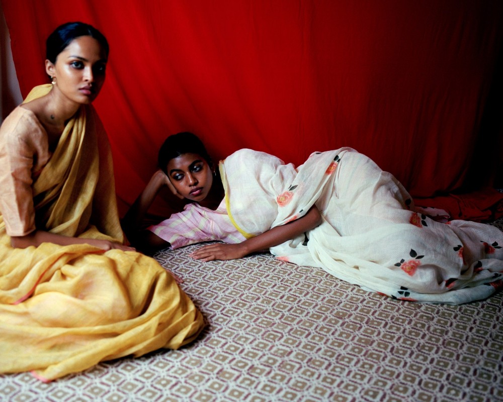 Sakshi Sapkale and Aishwarya Bapardekar in Anavilas linen saris in Mumbai.