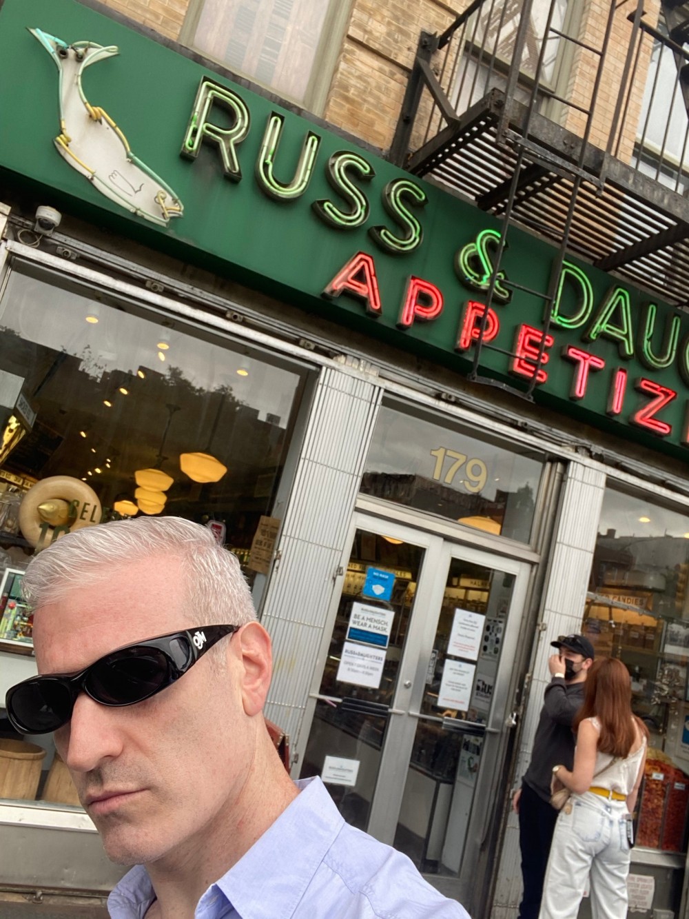 Ottenberg later sent a selfie of himself wearing the OJM Solars at another famous Jewish establishment Russ  Daughters