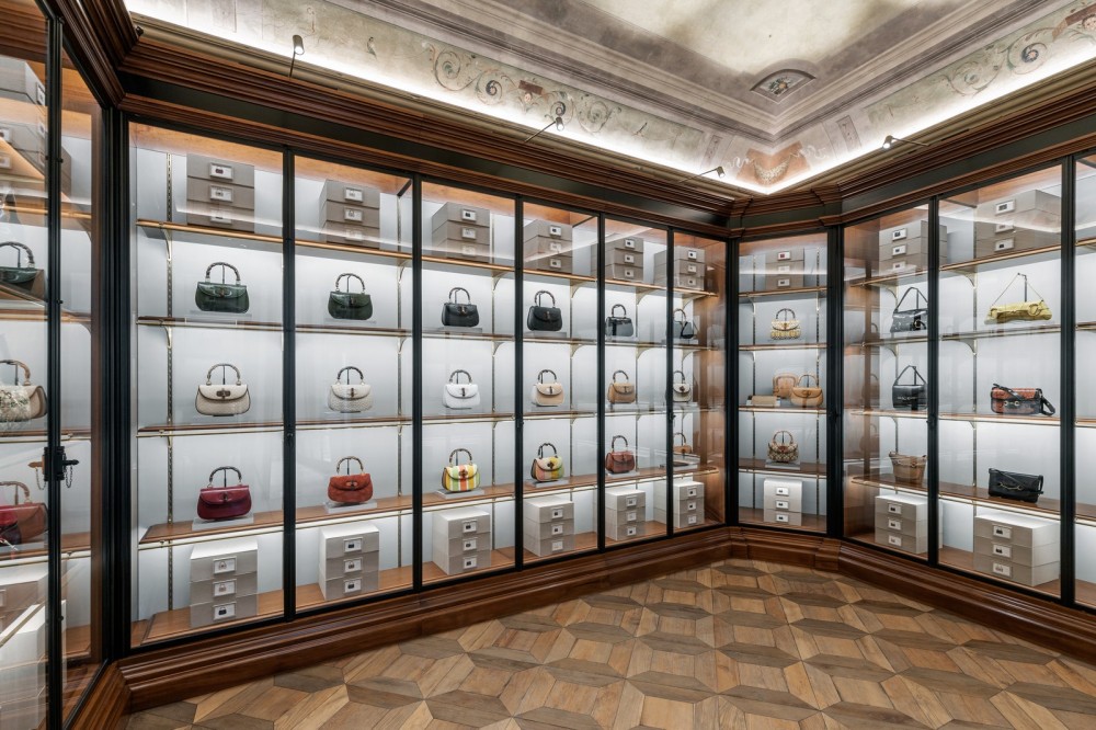 Bags on display at the Gucci Archive. Photo Courtesy of Gucci